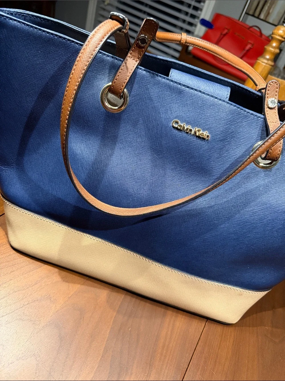 Calvin Klein Navy, Cream & Brown Tote